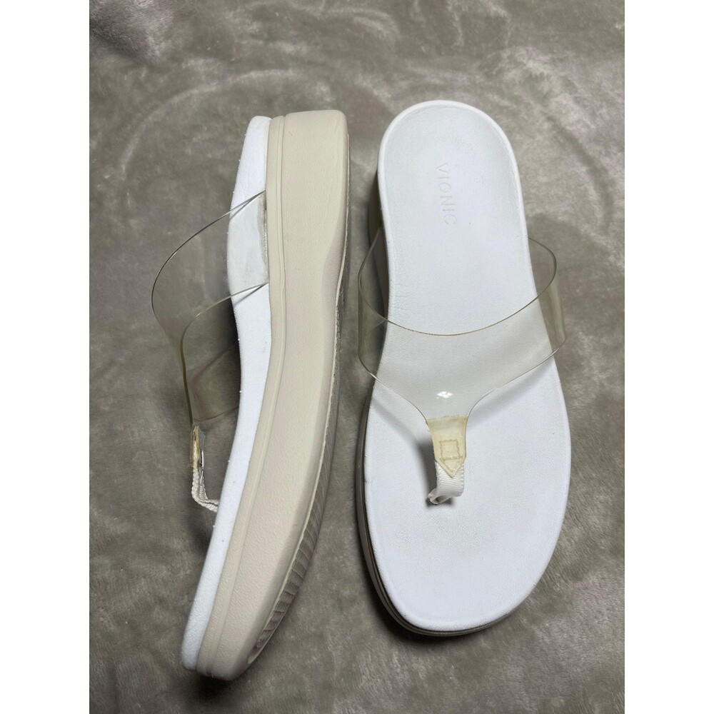 Vionic Platform Sandals Women's Size 9 White Wedge Clear Strap